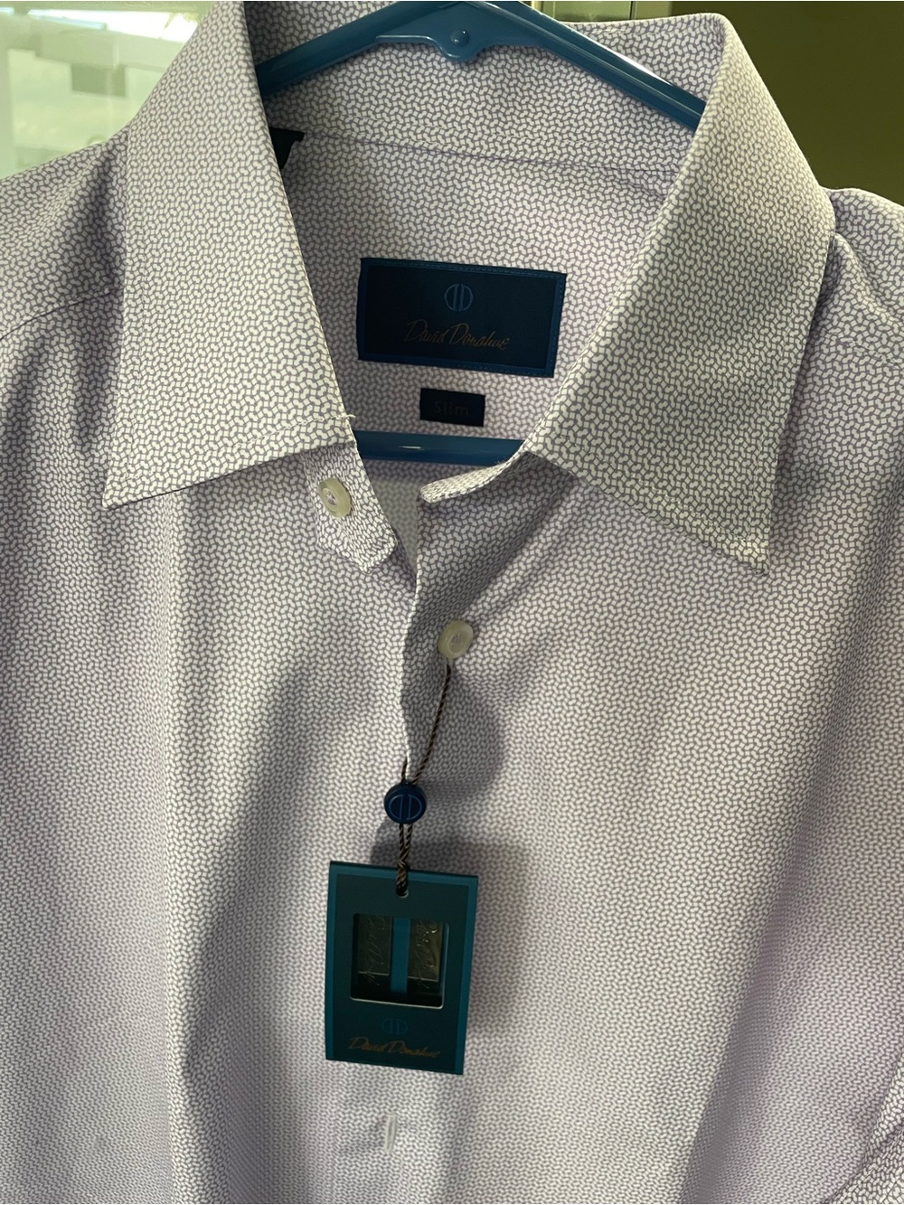 Brand New Slim Fit David Donahue Men’s Dress Shirt - Light Lavender Microprint